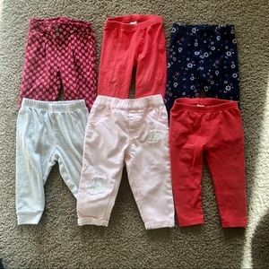 Lot of 6 Pairs of Baby/Toddler Girl Pants